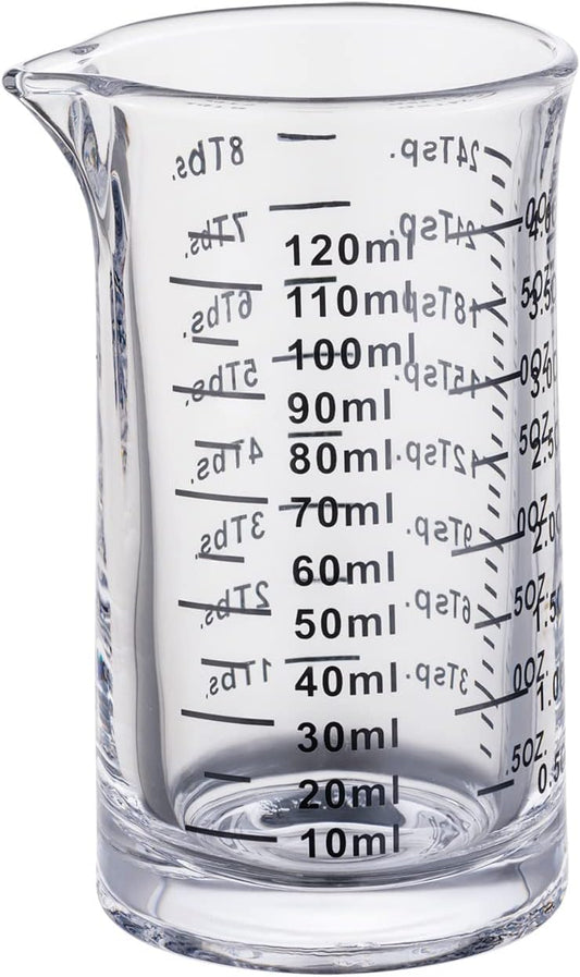 Ackers 4 Oz Glass Measuring Cup,Borosilicate Shot Glass with V-Shaped Spout-Black Line