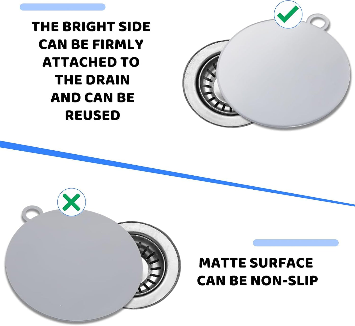 Yinkin 6 Pcs Drain Covers to Keep Bugs Out Silicone Shower Floor Tub Stoppers Bathtub Drain Stoppers Sewer Anti-Odor Mats Deodorizing Plugs for Bathroom(6 x 6 Inch,Round,Grey and White)