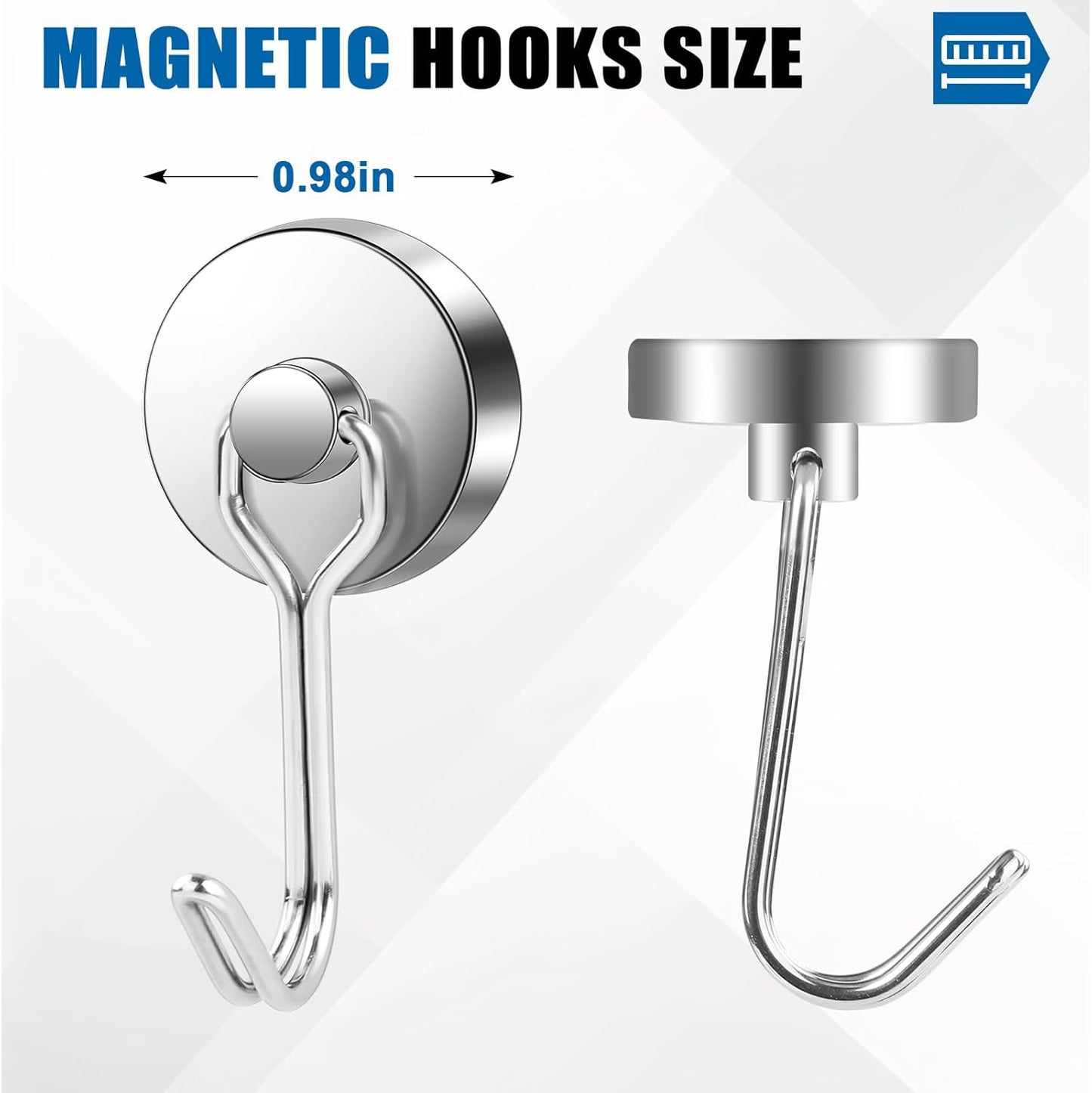LOVIMAG Hooks, 80lbs+ Magnetic Magnet Hook 2025 Cruise Cabin Ship Essentials Heavy Duty Strong Refrigerator Fridge Hanging for Classroom Beach Vacation Kitchen Grills Home Mug Hanger (3 Pack), Silver