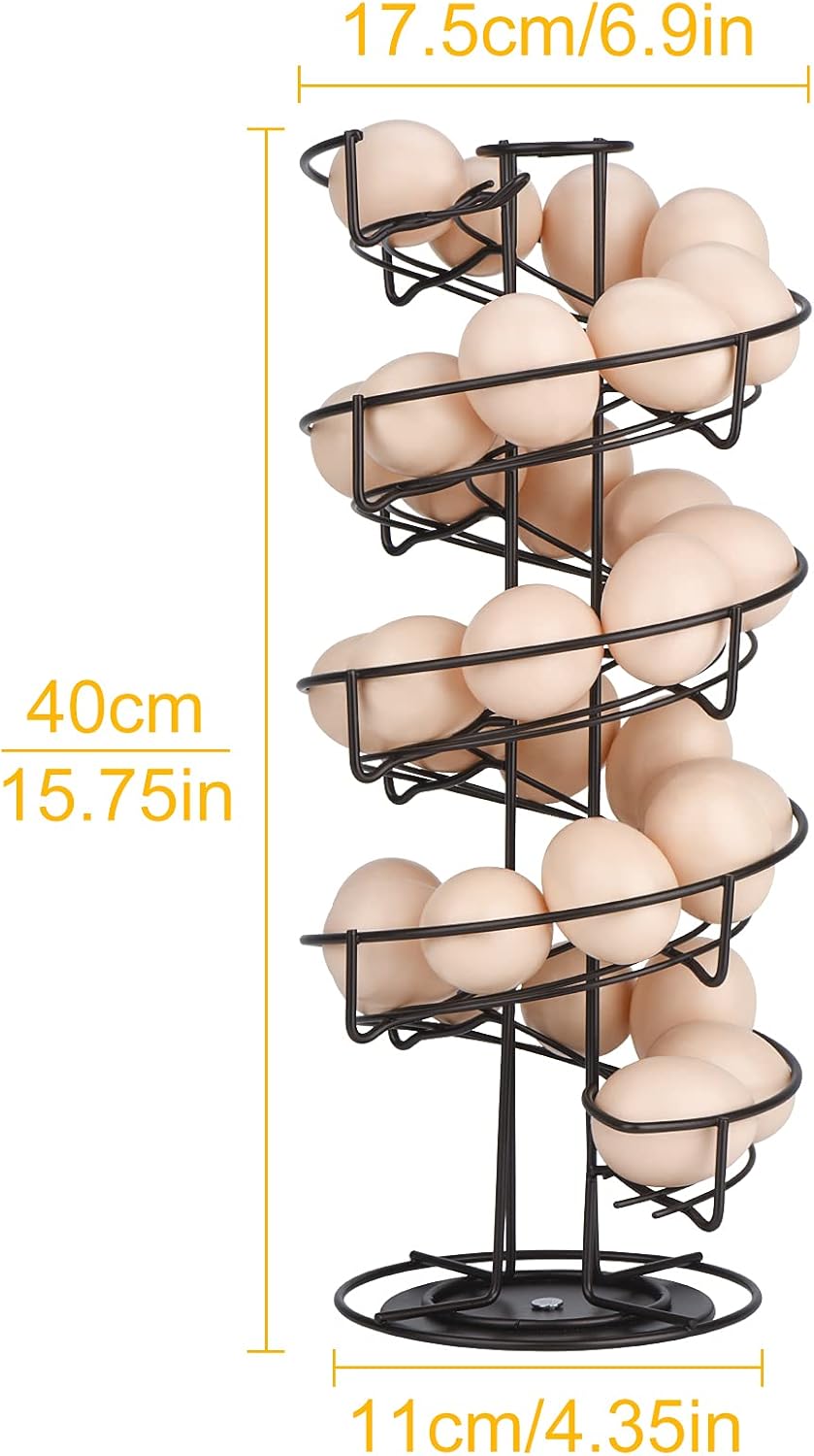 Toplife Spiral Design Metal Egg Skelter Dispenser Rack, Storage Display Rack, Brown