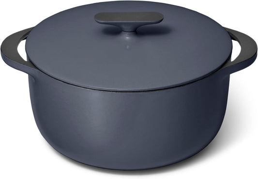 Caraway Enameled Dutch Oven - 6.5 qt Cast Iron Dutch Oven With Lid - 3 Layer Enamel Coating - No Seasoning Required - Compatible With All Stovetops - Oven Safe - No Forever Chemicals - Midnight Blue
