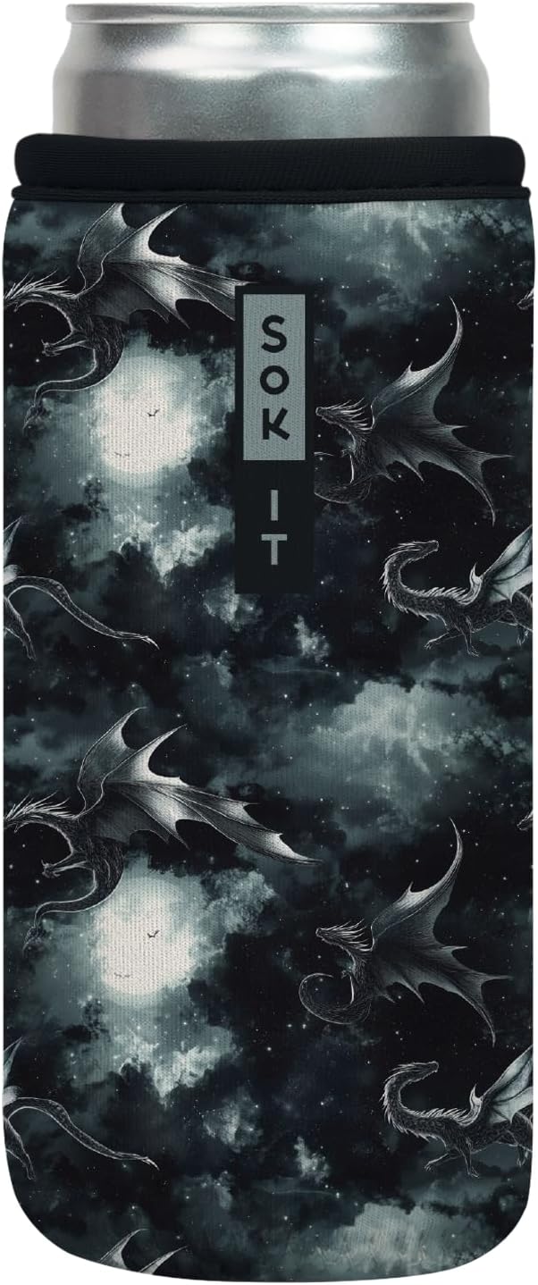 Sok It CanSok Sleeve for Beer & Soda Insulated Neoprene Cover (Dragon Lore, 12oz Slim Can Sleeve)