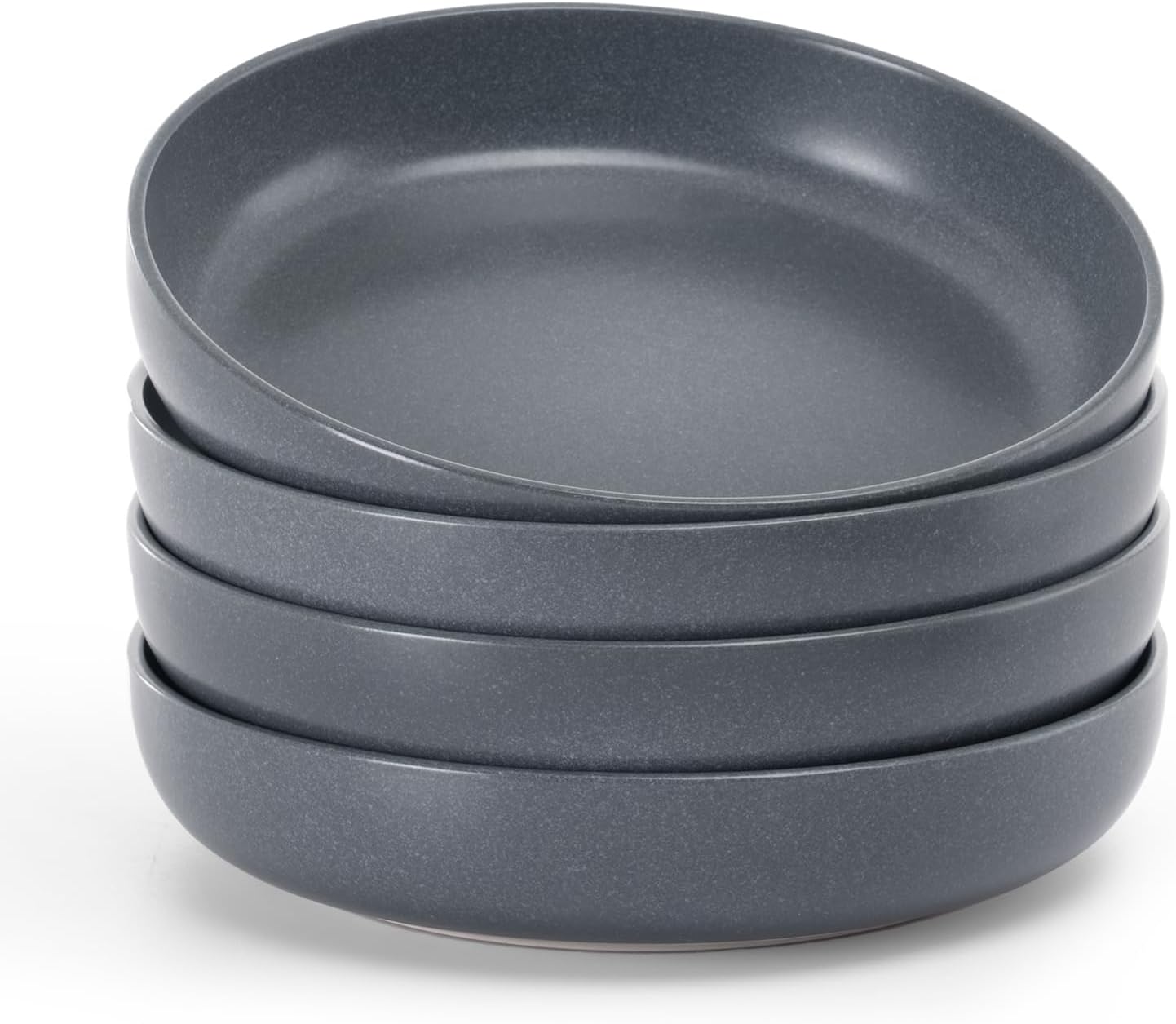 famiware Milkyway Pasta Bowls Set of 4, 8.5" Large Salad Bowls, Double Reactive Glaze, Stackable, Ideal for Housewarming, Festivals, Matte Dark Charcoal