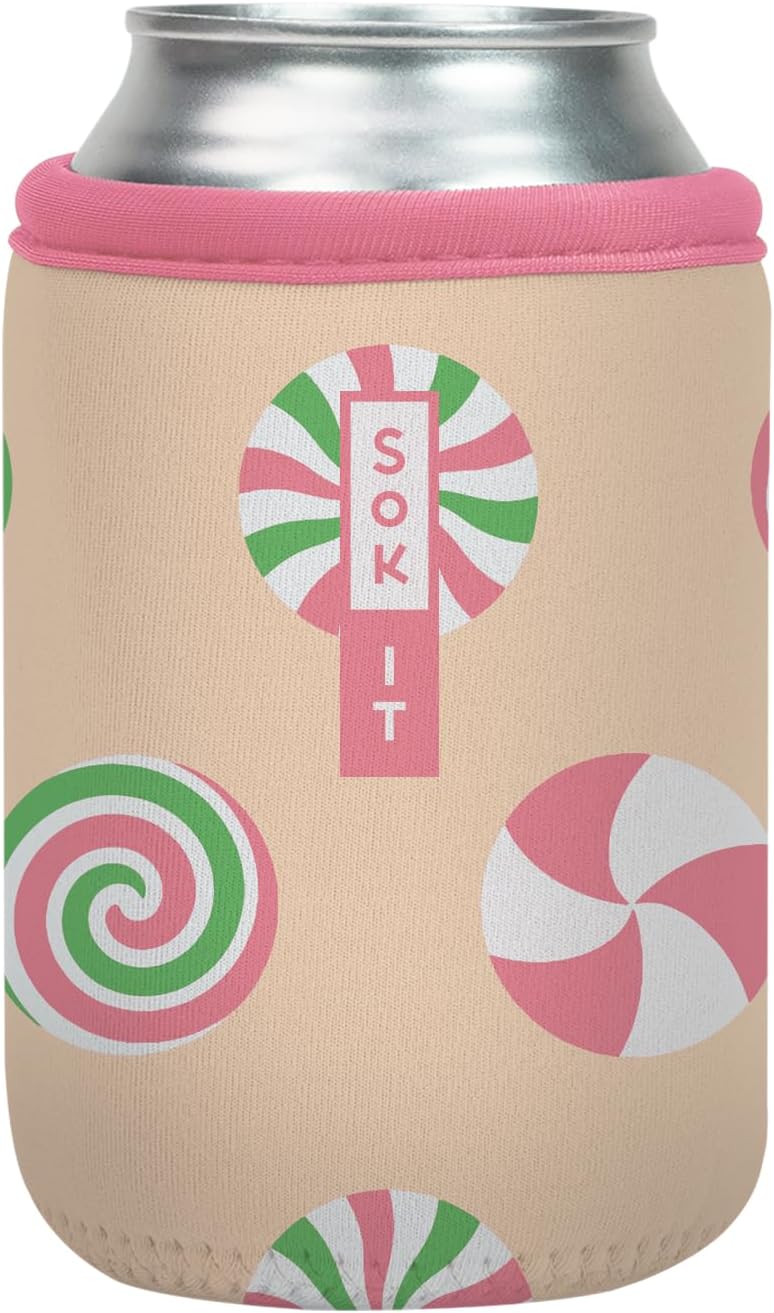 Sok It CanSok Sleeve for Beer & Soda Insulated Neoprene Cover (Candy Lane, 12oz Can Sleeve)