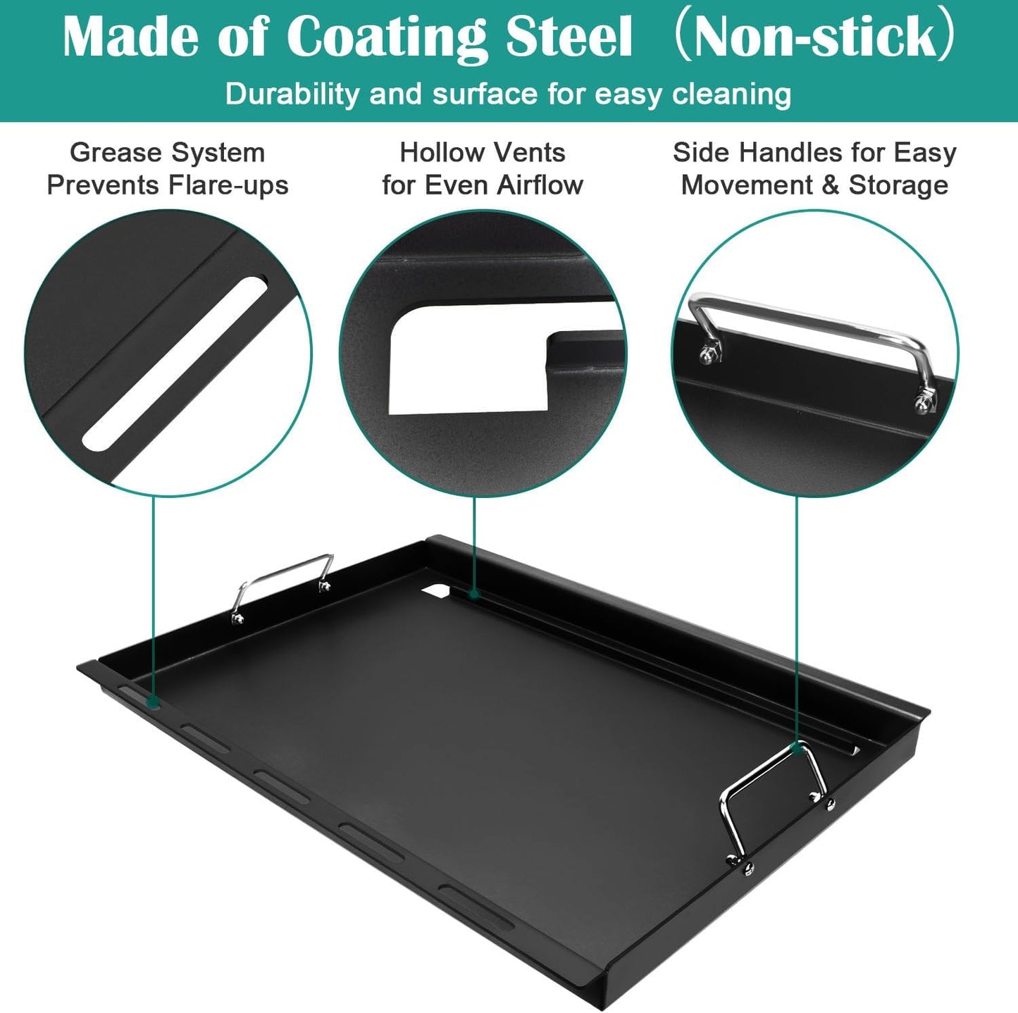 Full Size Griddle Inserts for Weber Summit 400 Gas Grills, Flat Top Griddle for Weber Summit E-420/E-450/E-470/S-470, Replacement Part for 67550 Grates