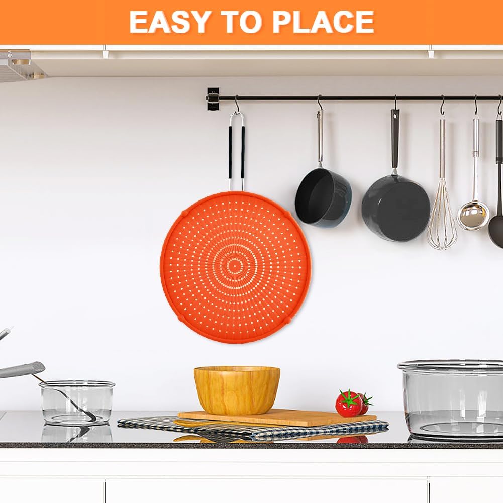 Splatter Screen for Frying Pan, Grease Splatter Guard, Heat-Resistant Splatter Guards for Frying, Silicone Splatter Guard for Everyday Cooking, Dishwasher Safe, Red （16in×12in×0.5in）