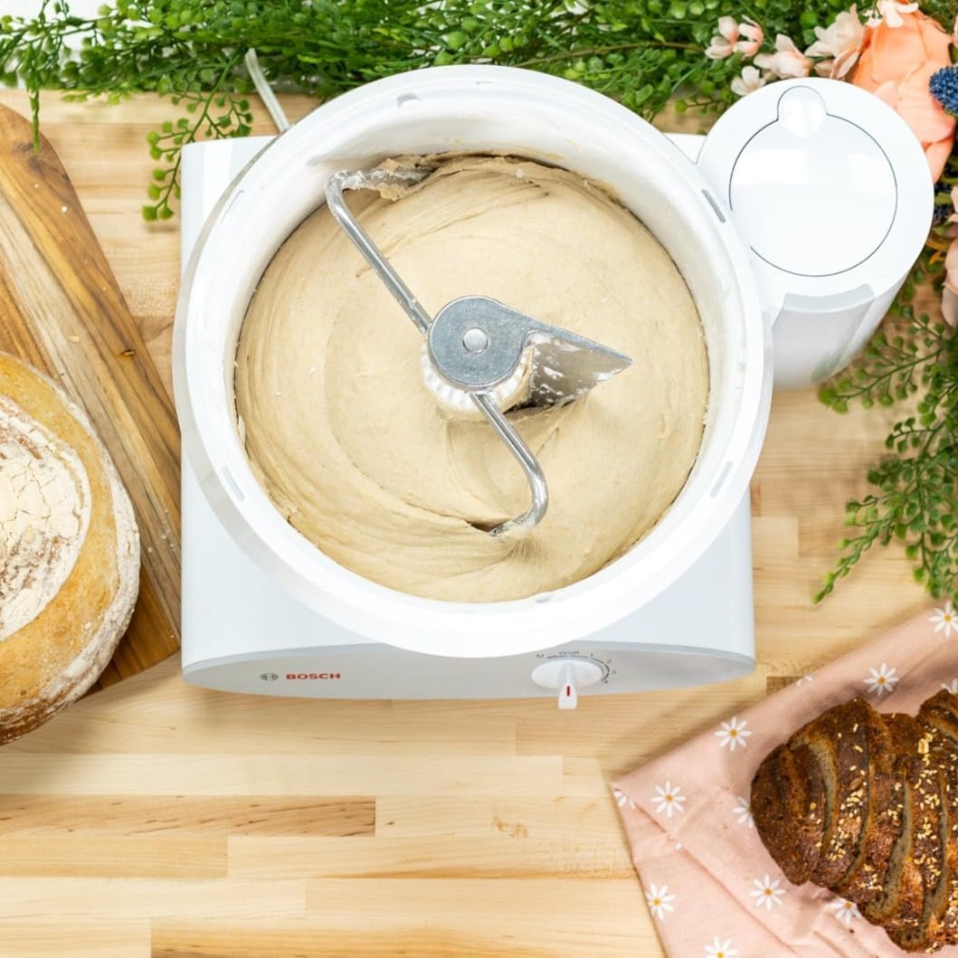 Bosch Universal Plus Stand Mixer 500 Watt, 6.5 Quarts with Wire Whips, Dough Hook & NutriMill Dough Hook Extender Bundle