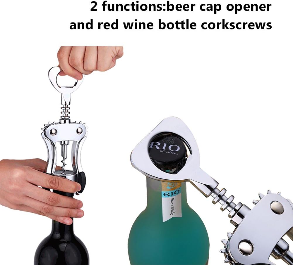 Foho Best Wing Corkscrew Wine Bottle Opener Luxury Waiter Corkscrew with Stopper Set for Wine Enthusiast Waiters - Sleeve Anchors