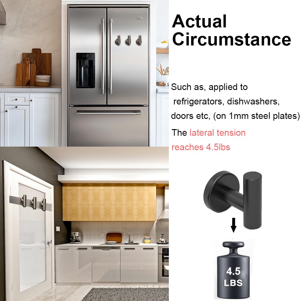 Magnetic Hooks Coat Magnet Hooks for Hanging,Magnetic Hooks Heavy Duty with Rare Earth Neodymium for Pot Holder,Grill,Refrigerator,Home,Kitchen,Workplace or Office.Pack of 2,Black