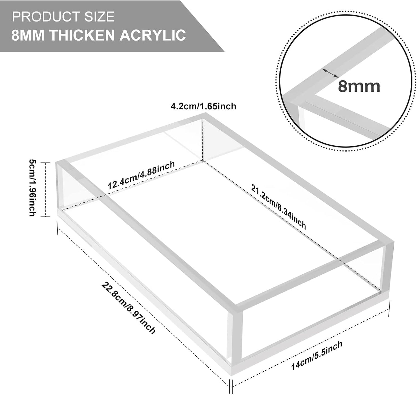 Napkin Holder, 8mm Thicken Clear Acrylic Tray for Disposable Hand Towels, Bathroom Vanity Organizer Tray Guest Paper Towels holder Lucite Tray for Bathroom, Business, Restaurant, Hotel