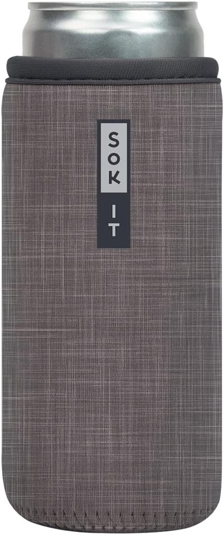 Sok It CanSok Sleeve for Beer & Soda Insulated Neoprene Cover (Anthracite, 12oz Slim Can Sleeve)