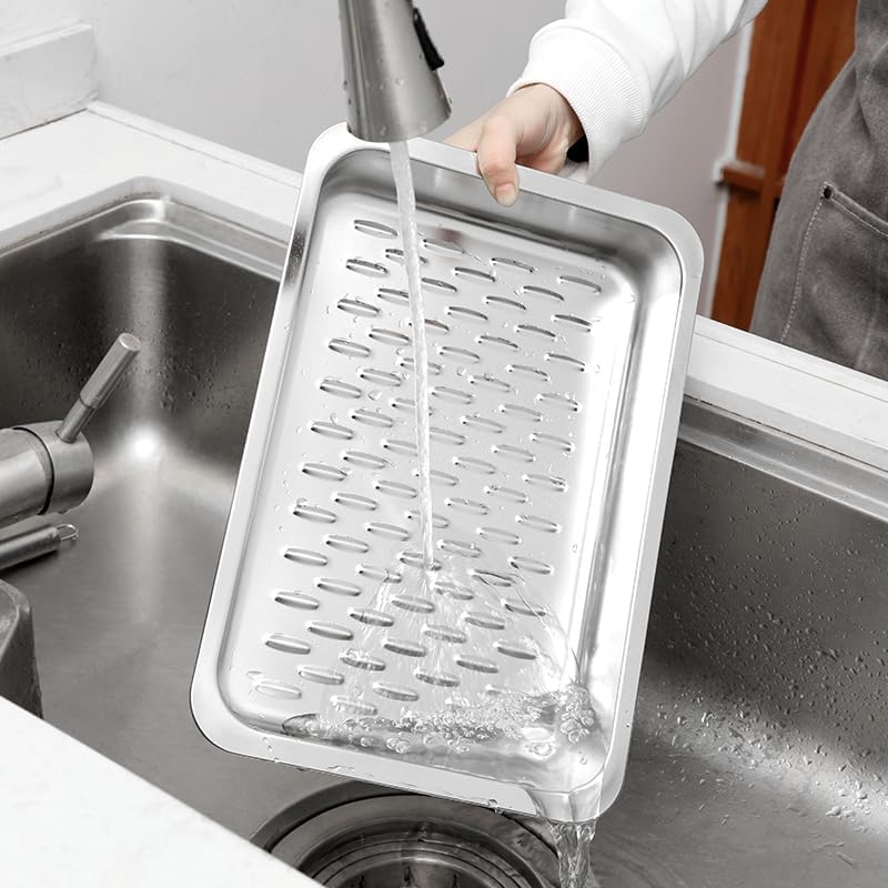 Roasting Pan,Non Stick Baking Pan,Cake Pan Rectangular 13.6"x 9.3"x 2.6",3 Litre Capacity with Lid (Stainless Steel)