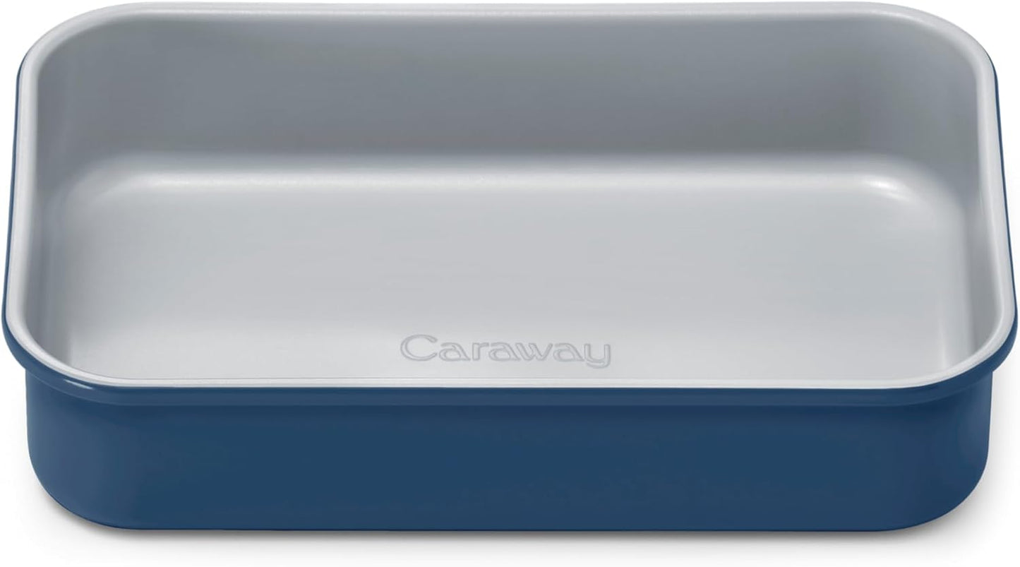 Caraway Nonstick 9” x 6.5” Small Rectangle Baking Pan – Non-Toxic, PTFE & PFOA Free – Aluminized Steel Core – Deep Ceramic Baking Pan for Casseroles, Lasagna & More - Navy