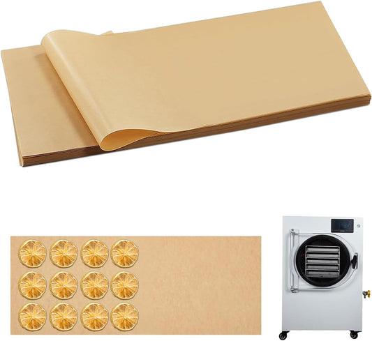 Huakaile 200 Pieces Unbleached Parchment Paper Air Fryer Liners Freeze Dryer Tray Mats, 17 x 6.8" Baking Paper Sheets for Oven Nonstick, Cooking Accessories Parchment Roll for Bread Cake Pans