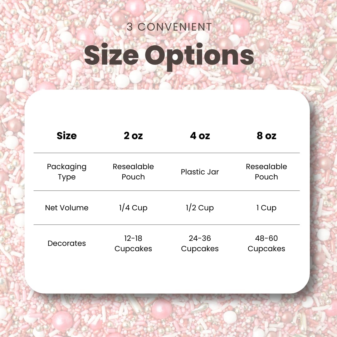 Sprinkle Pop Vintage Rose Gold Sprinkle Mix| Blush White Rose Gold Sprinkles with Gold Dragees| Sprinkles Made in USA for Decorating Wedding Bridal Shower Valentines Day Cakes Cookies Cupcakes, 2oz