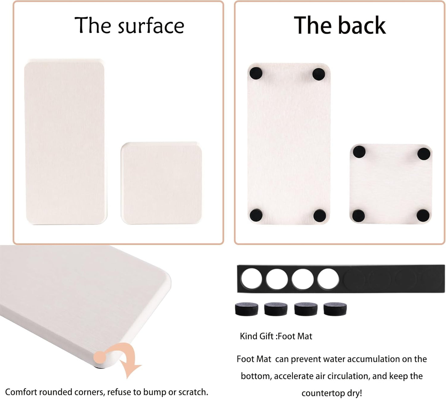 Set of 4 Water Absorbent Stone Trays, Kitchen/Bathroom Soap Dish, Instant Dry Sink Organizers Used for Hand Soap & Plants & Toiletries in The Modern Home