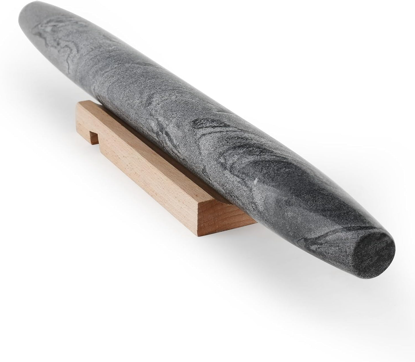 Koville African Natural Marble French Rolling Pin, 16inch Non-Stick Rolling Pin for Baking, Dough Roller for Pasta, Dumpling, Fondant, Pie, Bread, Pizza, Kitchen Baking Tools(Monte Grigio)