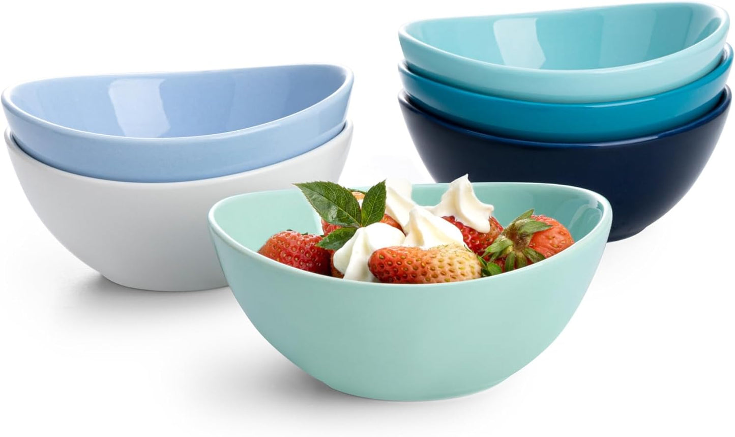 Sweese Porcelain Bowls Set - 5 Inch, 10 oz, Assorted Colors for Desserts, Soup, Rice, 6 Pack, Microwave Dishwasher Safe