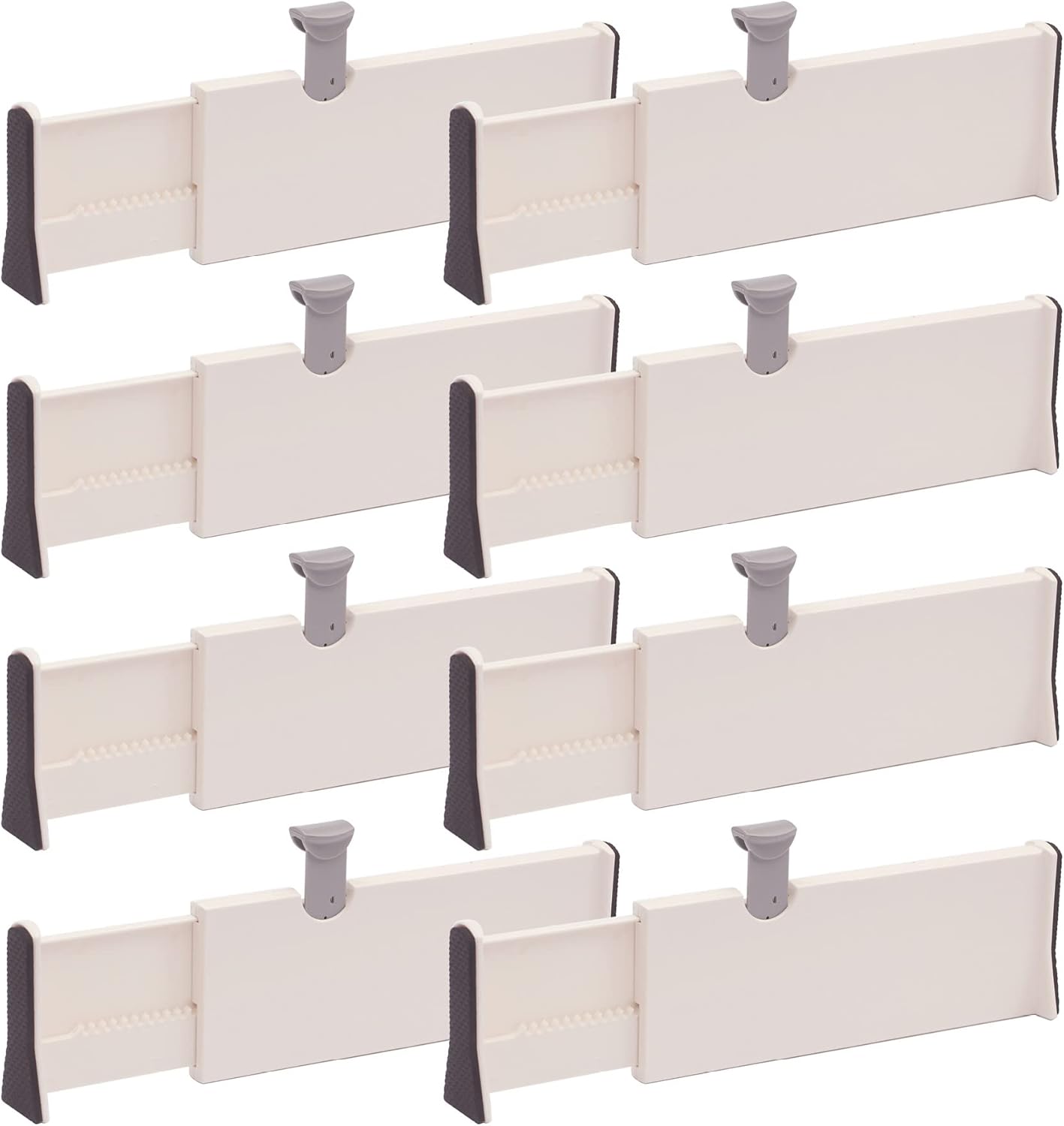 Set of 8 Adjustable Drawer Dividers Organizer Separators Plastic Dresser Organizer for Bedroom, Bathroom, Closet, Office Desk, Kitchen Storage