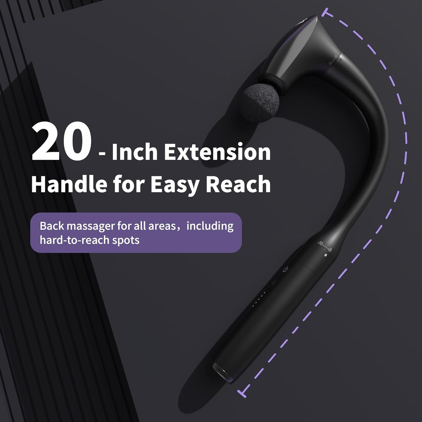 2-in-1 Detachable Muscle Massage Gun Deep Tissue with 20'' Extension Handle, Back and Neck Massager for Pain Relief, Handheld Massager for Shoulder Lower Back Leg Waist, FSA-HSA Eligible