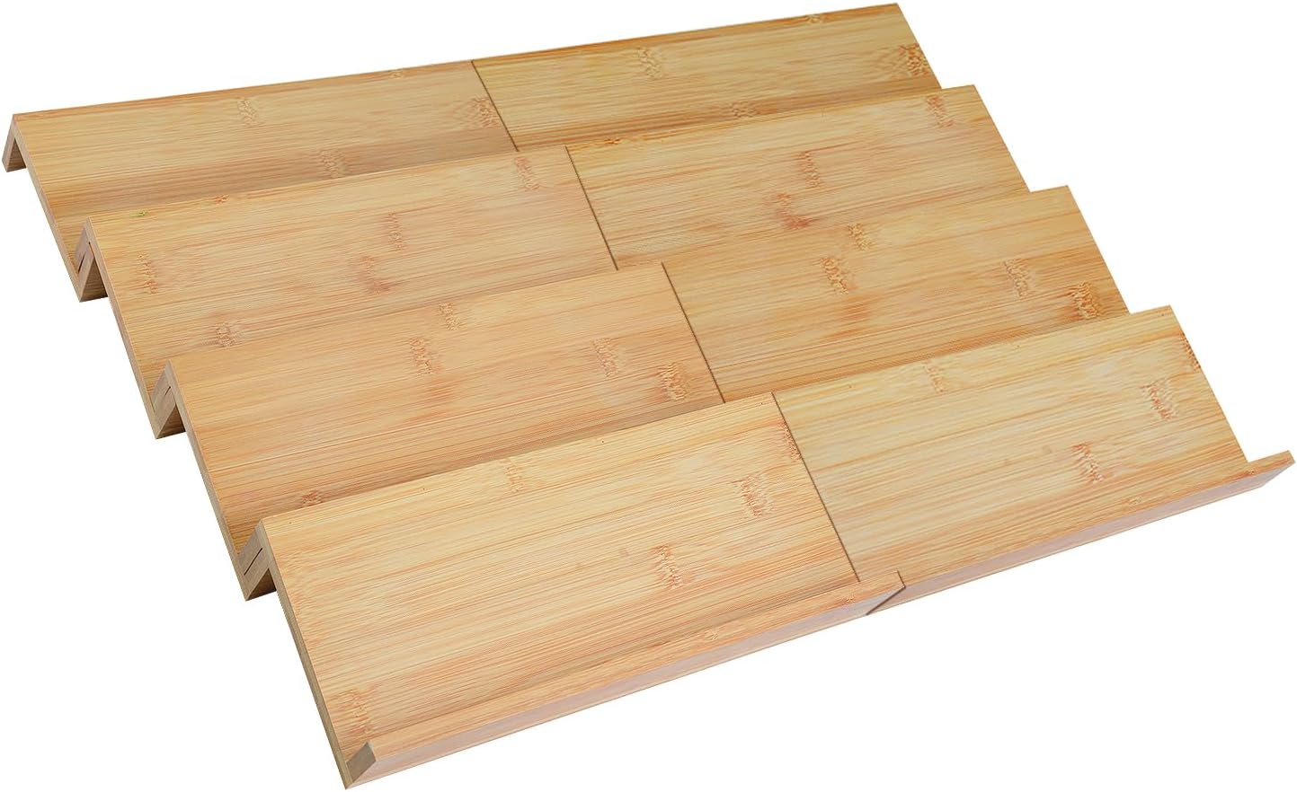 Bamboo Spice Drawer Organizer for Insert Shallow Drawer, 8 Tier Stackable Spice Rack Organizer for Cabinet(4.8" D x 13" W x 1.65" H) Seasoning Storage Organization for Kitchen Pantry Drawer