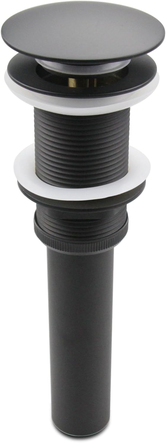 Bathroom Lavatory Vanity Vessel Sink Drain, Pop Up Drain Stopper Without Overflow, Black
