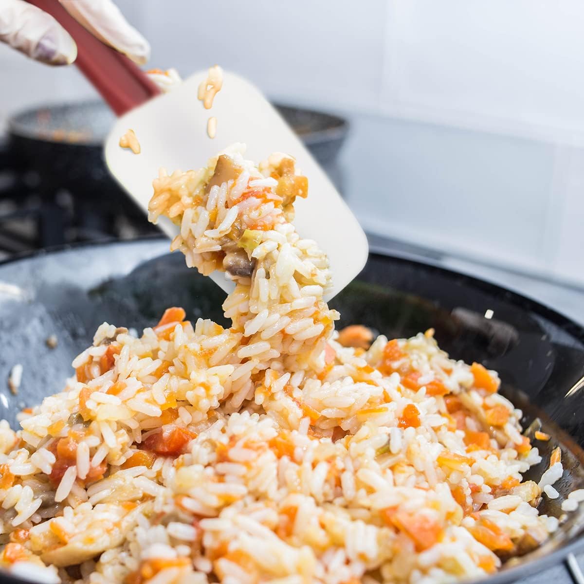 Silicone Rubber Spatula Set of 3, High Heat Set, Commercial Rubber Spatula (1 Spoonula + 2 Scrapers (9.5 Inches))