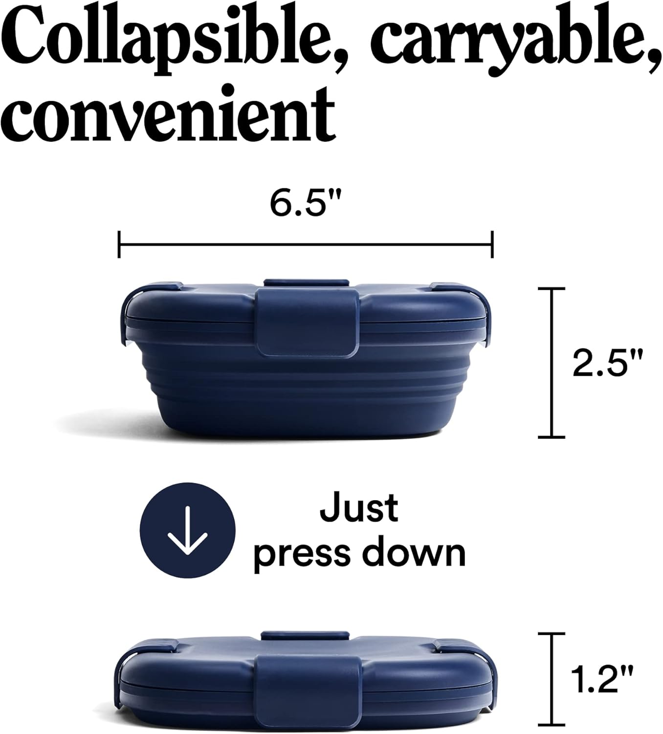 STOJO Collapsible Sandwich Box – 24oz, Reusable Food Storage Container, Silicone Bowl for Hot/Cold Food – Meal Prep, Lunch, Camping, Hiking – Dishwasher Safe (Set of 1, Denim)