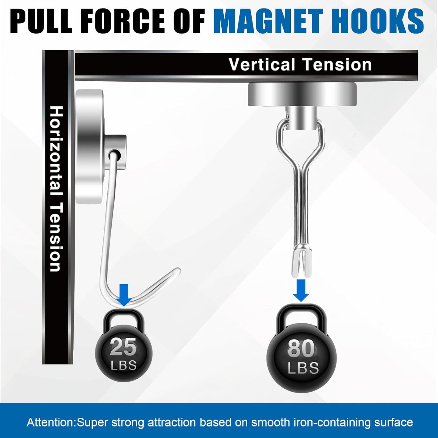 LOVIMAG Hooks, 80lbs+ Magnetic Magnet Hook 2025 Cruise Cabin Ship Essentials Heavy Duty Strong Refrigerator Fridge Hanging for Classroom Beach Vacation Kitchen Grills Home Mug Hanger (6 Pack), Silver