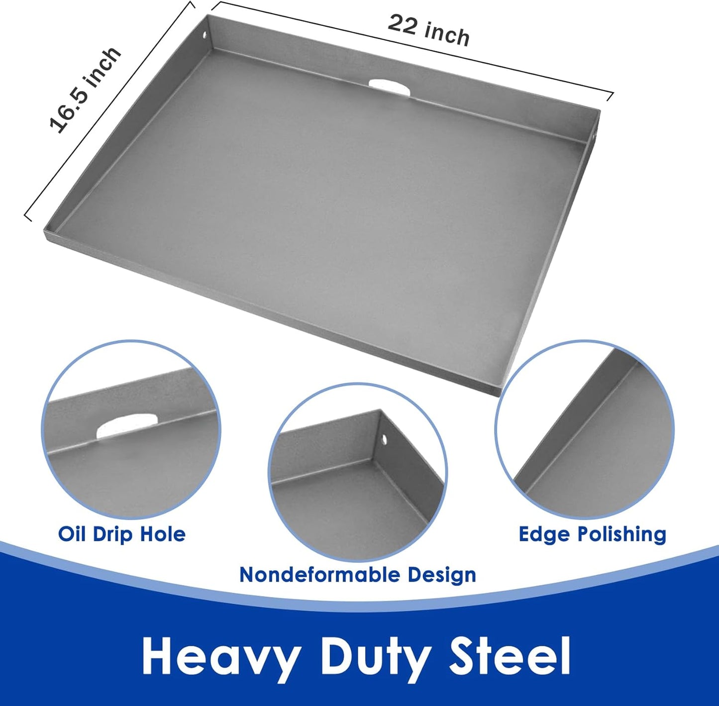 SafBbcue 22 inch Griddle Replacement Flat Top for Blackstone 22 inch Tabletop Griddle with Rear Grease System for Blackstone 22" Grill 1813 1666 1891 1833 1840 1842 2166 1895 Grill Replacement Top