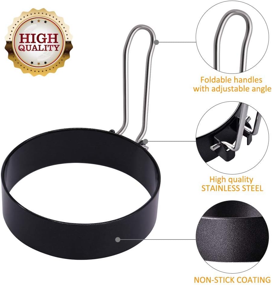 Yevior 2 Pack Eggs Rings,Round Egg Cooker Rings For Frying Shaping Cooking Eggs,Egg Maker Molds Kitchen Gadgets Egg Cooking Rings (2Pack)