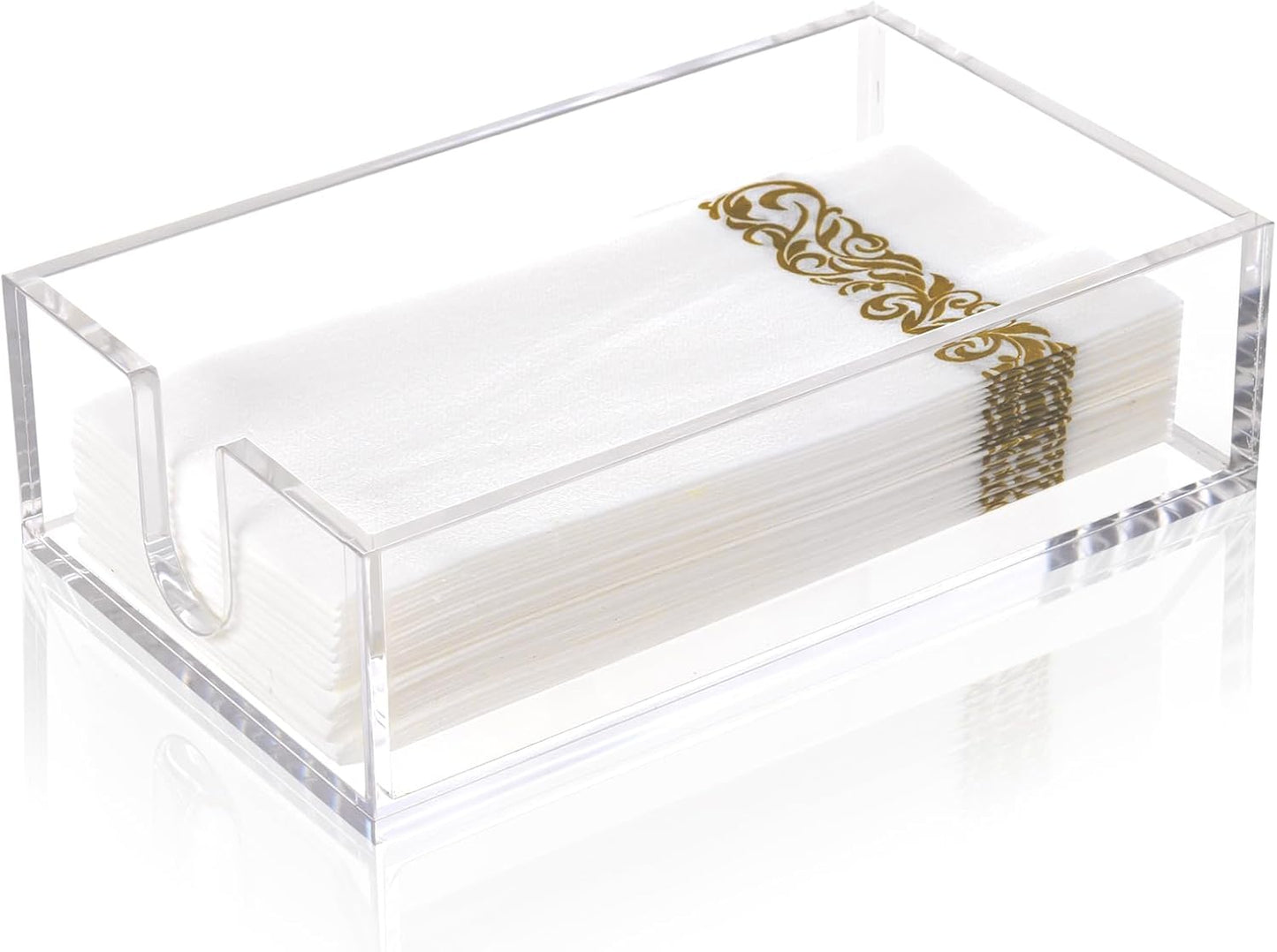 Rubtlamp 1Pcs Acrylic Napkin Holder Bathroom - 0.27Inch Thickness Bathroom Napkins Holder For Guest - Hand Towel Tray for Kitchen, Parties, Weddings, Party, Hotel (Clear, 9”X5.5”X2.5”)
