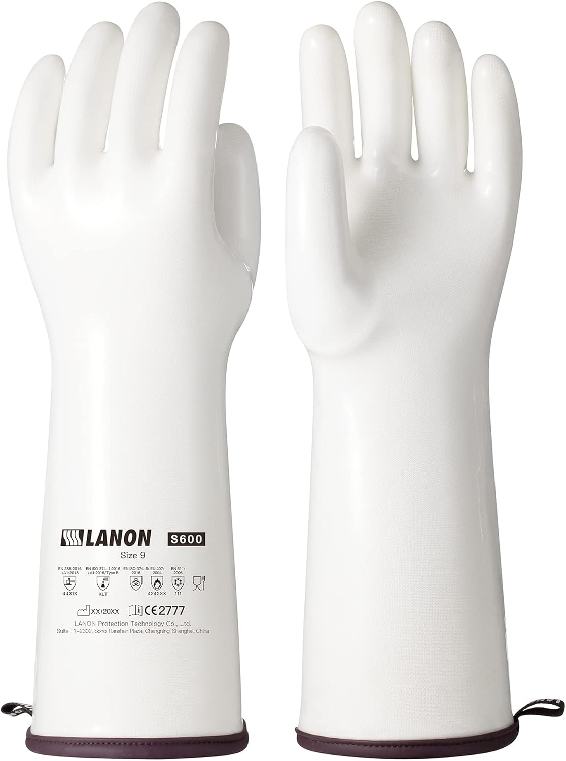 LANON 15" Liquid Silicone Heat Resistant Oven Gloves, Food Grade, CoralAir Liner, Waterproof, Extra Long, Large