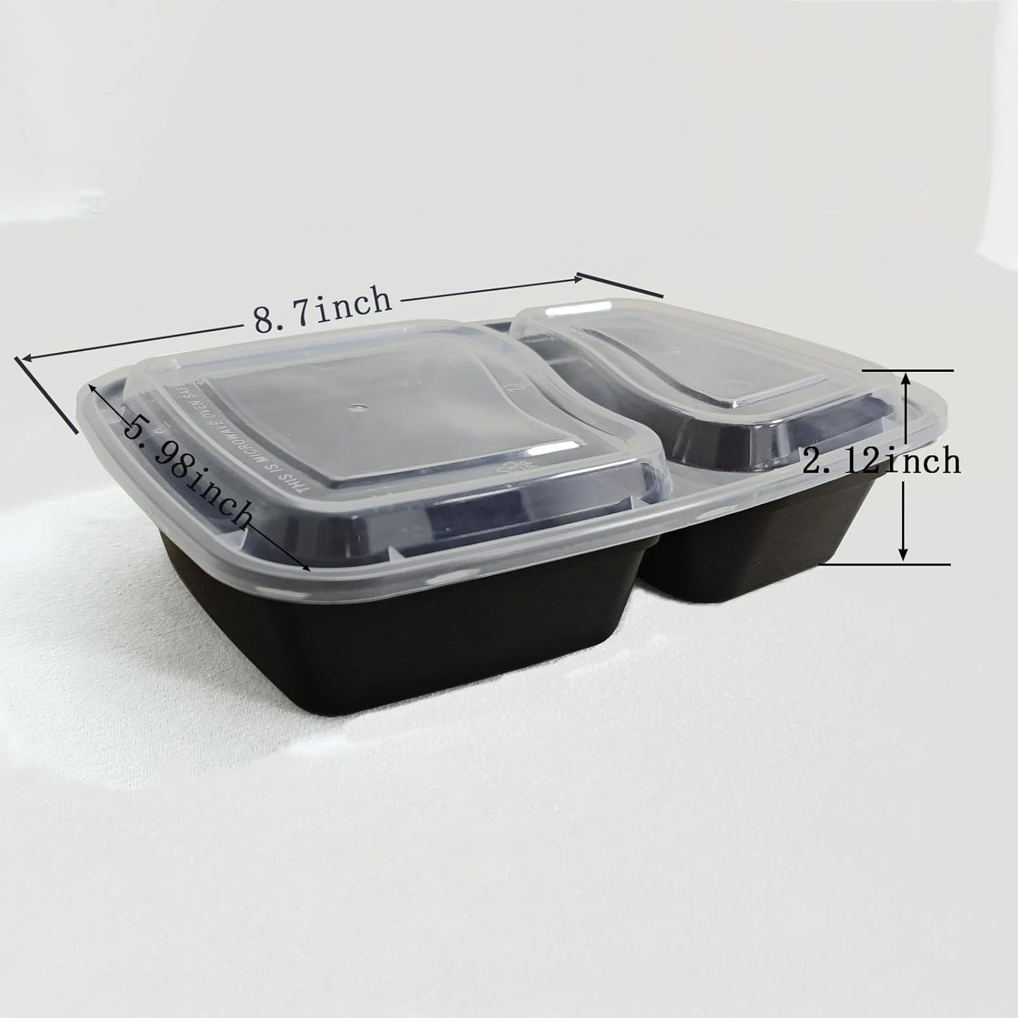 100pc 28 Oz 2-Grid Meal Prep Containers disposable, Plastic Food Take Out Containers With Lid, Take Out Containers Disposable, Reusable food storage containers,Microwave Freezer Dishwasher Safe