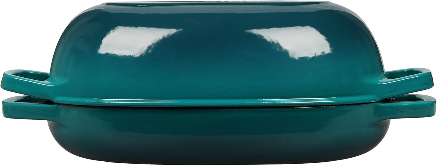 Enameled Cast Iron Dutch Oven Pot with Lid, Oval Dutch Oven for Bread Baking, Bread Oven for Homemade Sourdough Bread Baking, 5qt, Darkcyan