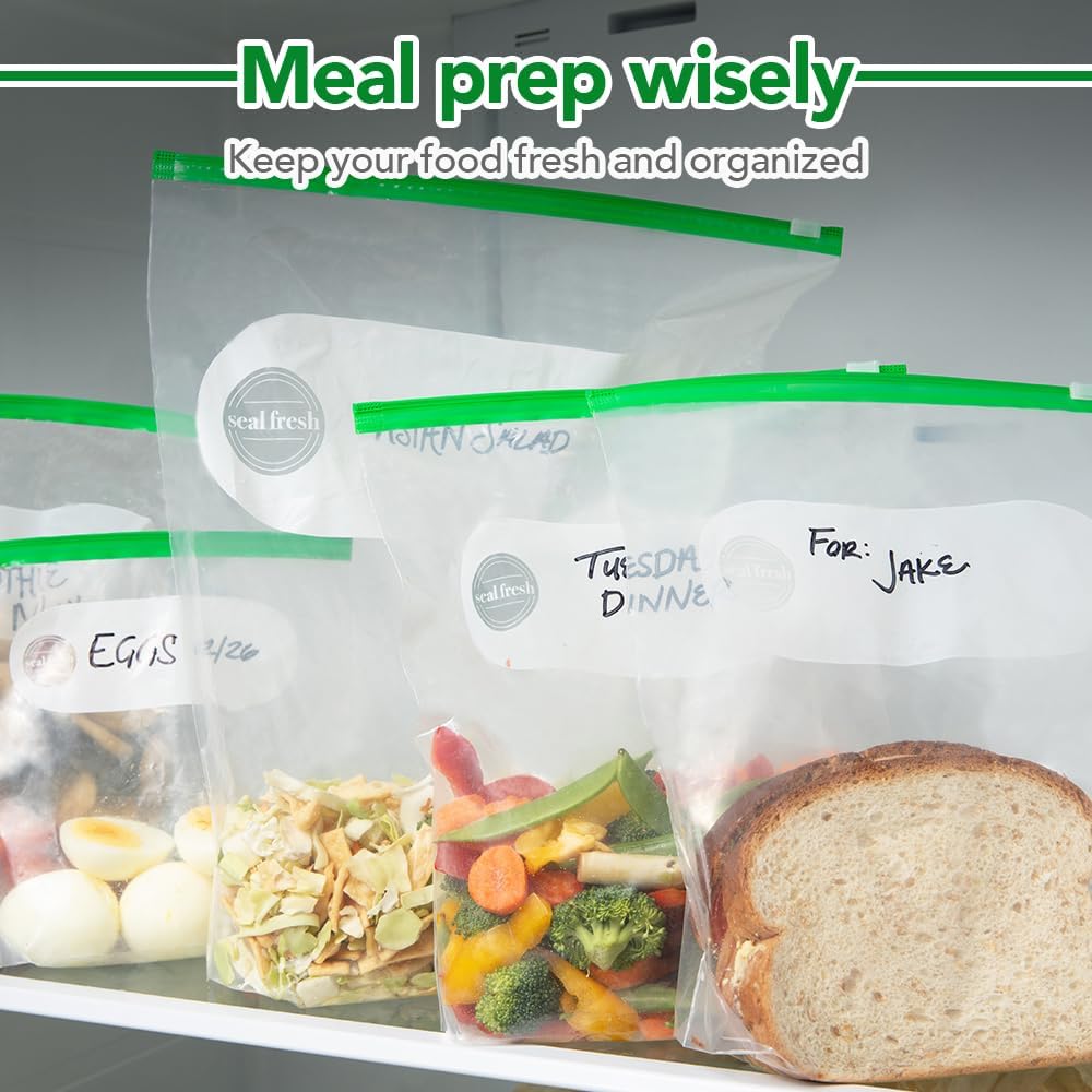 Slider Storage Bags Variety Pack 145 Count — Pint, Quart, Gallon, 2 Gallon Sizes — Expandable Bottom, BPA Free, Microwave Safe, Freezer Safe