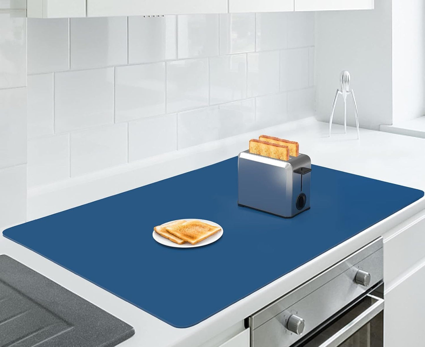 AECHY Extra Large Silicone Mat 35.3"x23.5"x0.08", Multipurpose Silicone Mat Thick Heat Resistant Mat Shipped Rolled Up Kitchen Counter Mat Waterproof Nonslip Mats for Kitchen Counter Blue