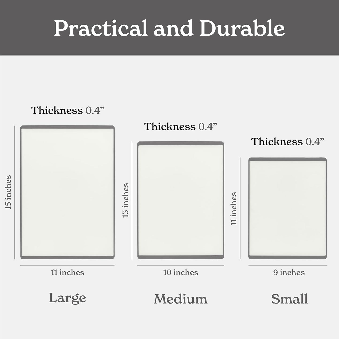 SMIRLY Plastic Cutting Board Set 3 Pieces, Non-Slip Dishwasher Safe Chopping Boards for Kitchen, Grey & White