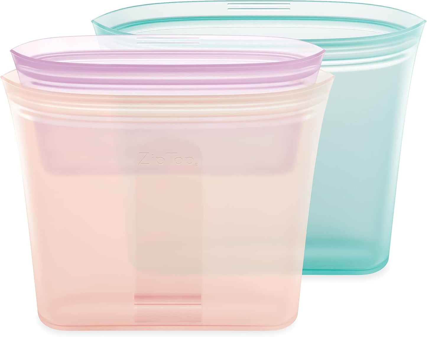 Zip Top Reusable Food Storage Bags | 3 Bag Set [Teal/Peach/Lavender] - 2 Sandwich, 1 Snack | Silicone Meal Prep Container | Microwave, Dishwasher and Freezer Safe | Made in the USA
