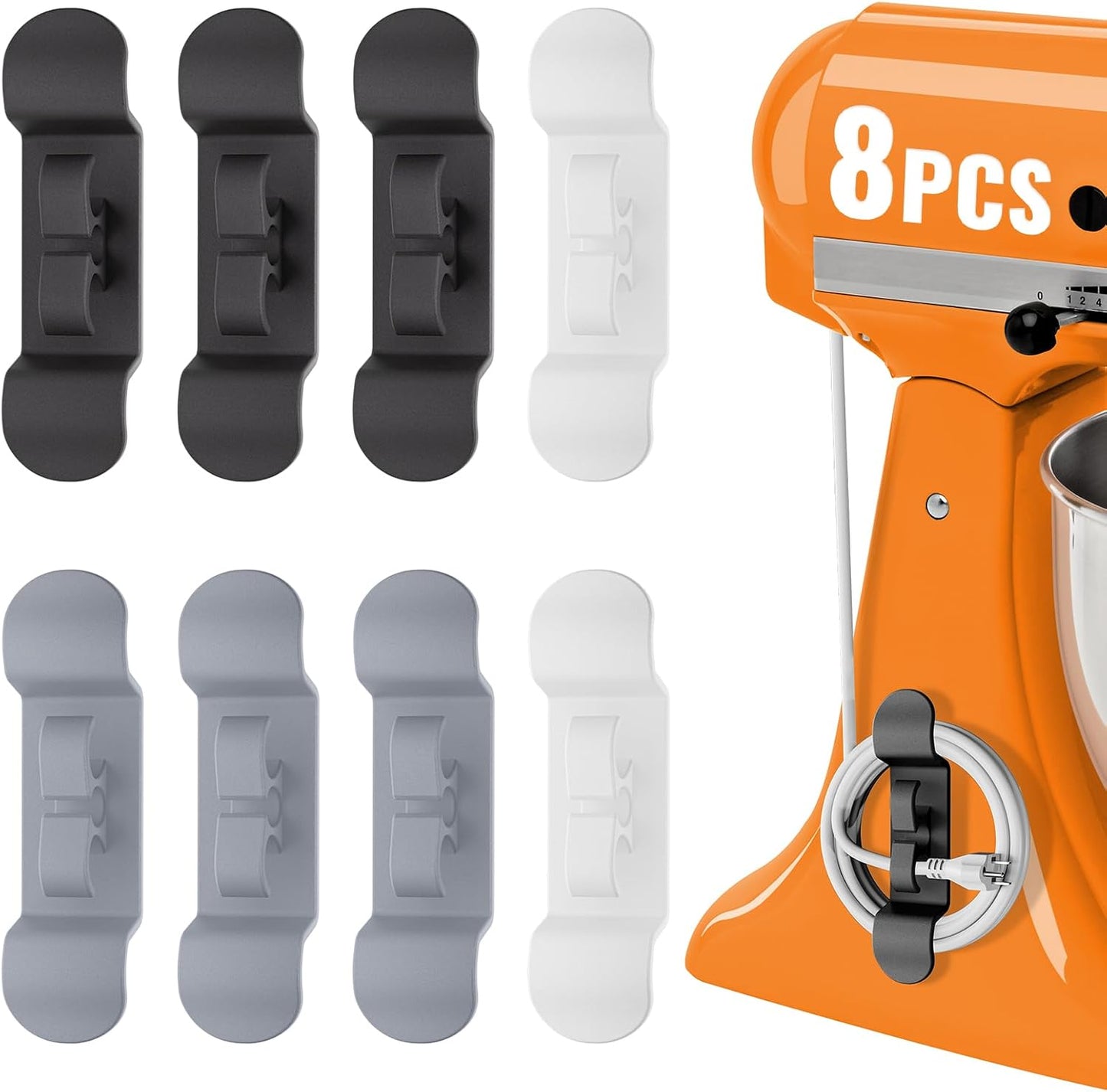 Cord Organizer for Kitchen Appliances, Appliance Cord Organizer, Cord Holder, Cord Keeper, Cord Wrapper for Appliances Stick on Mixers, Coffee Maker, Pressure Cooker (8 Packs)