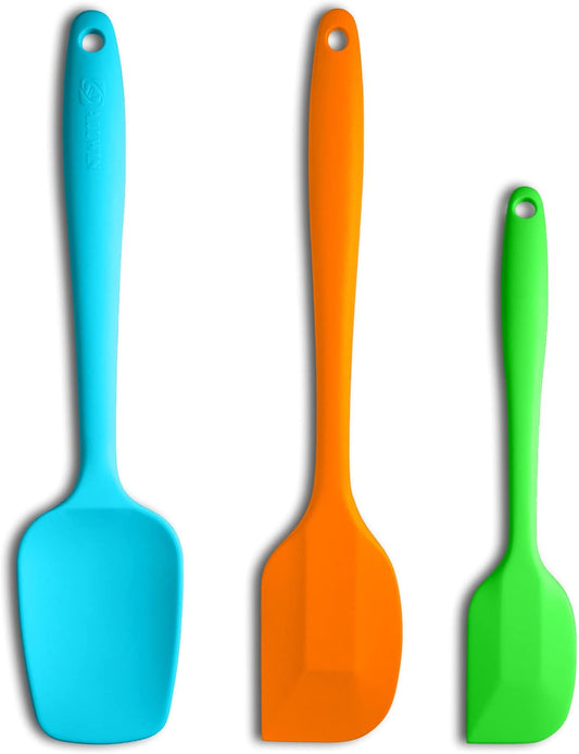 Silicone Spatula 3-piece Set, Ergonomic Handle High Heat-Resistant Spatulas, Non-stick Rubber Spatulas with Stainless Steel Core