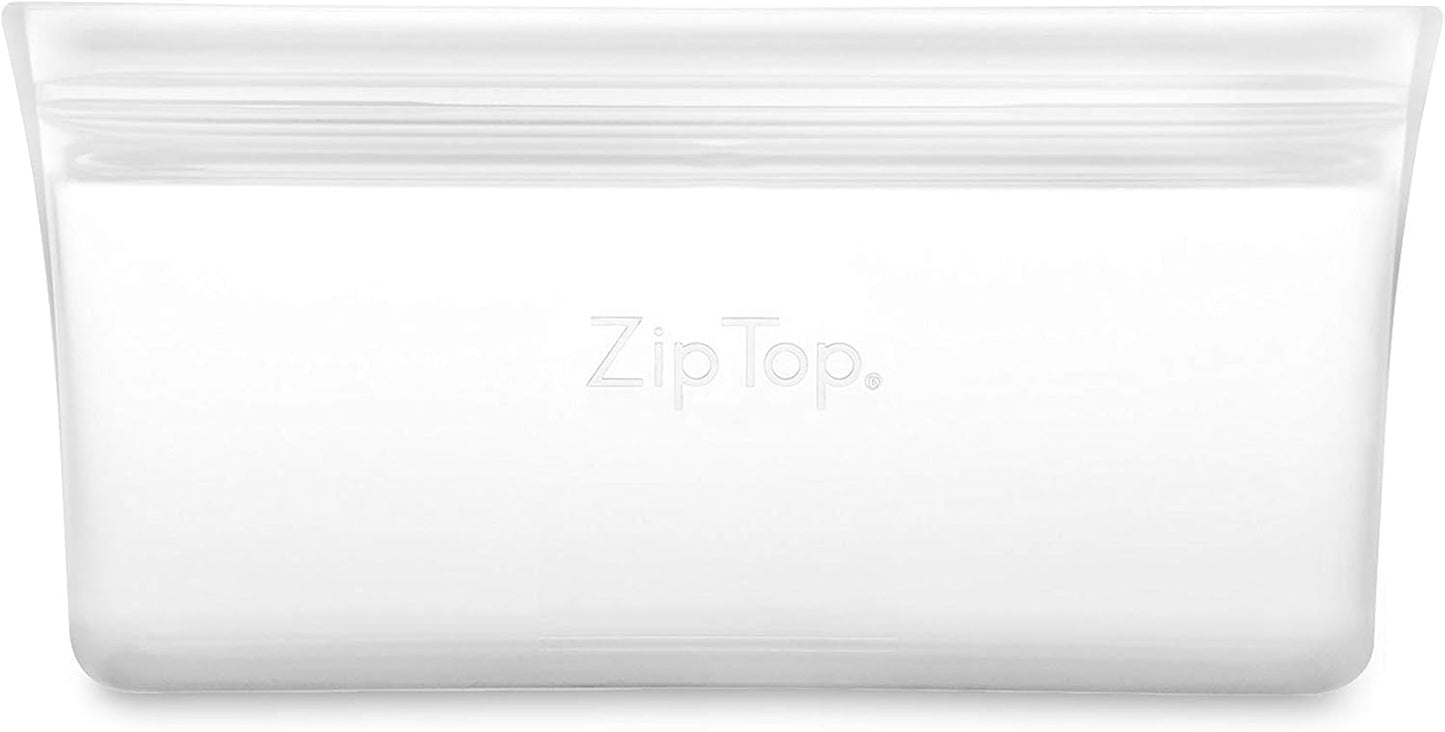 Zip Top Reusable Food Storage Bags | Snack Bag [Frost] | Silicone Meal Prep Container | Microwave, Dishwasher and Freezer Safe | Made in the USA