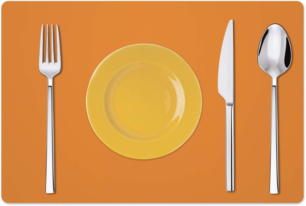 Silicone Placemats, Food-Grade Non-Slip Waterproof, Dining, Stain Resistant, Countertop Protector, Kitchen Counter Mat, Heat Resistant, Baking mat Dishwasher Safe (23.6"×15.7"-1pack, Orange)