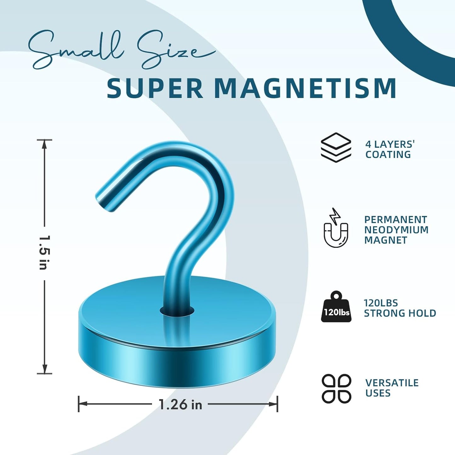 Neosmuk Magnetic Hooks, Cruise Ship Essentials, 120lb+ Heavy Duty Magnetic Hooks for Cruise Cabins, Refrigerator, Grill, Hanging, and Travel | Extra Strong Must-Haves Magnet Hook,Royalblue, Pack of 10