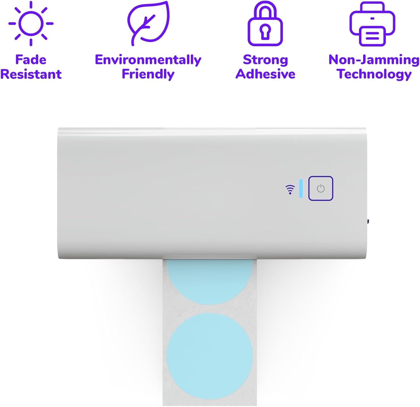 Rollo Circle Thermal Labels 2 Inch - Roll of 1,000 Round Sticker Labels - Multi-Purpose Direct Thermal Printer Stickers 2x2 (Blue)