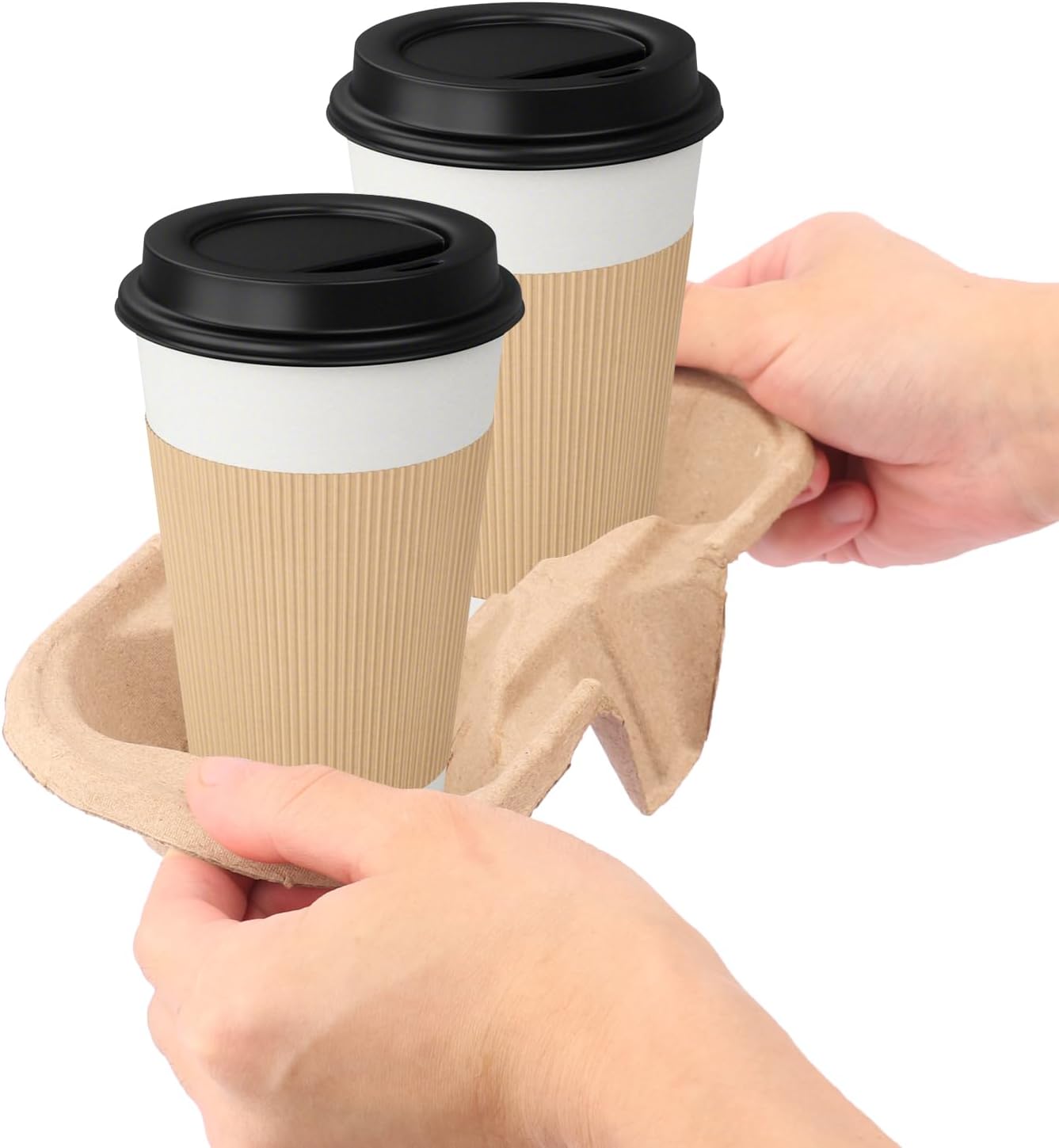 100 Pack Eco-Friendly Two Cup Drink Carrier, Disposable Cup Holder Tray for Your Beverage Needs? to Go Cup Holder for Hot and Cold Drinks by IHDYPPEW