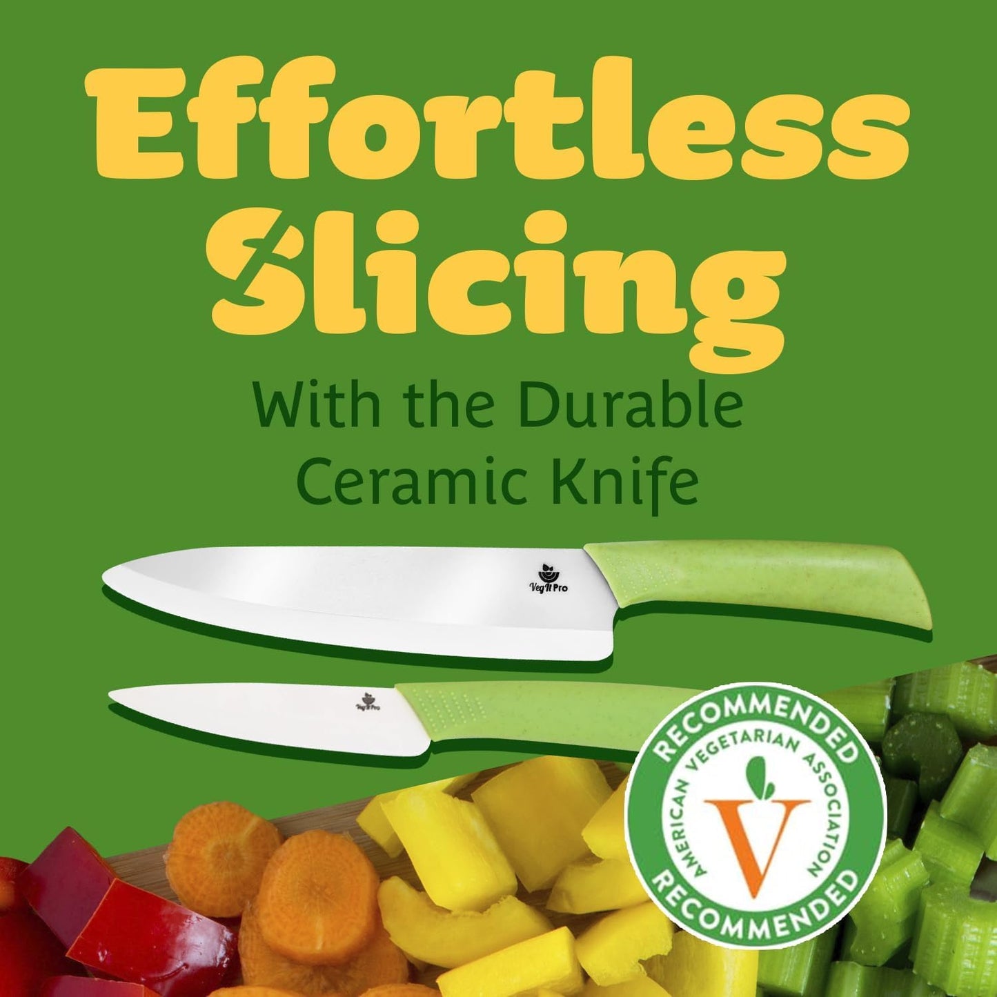 Ceramic Knife Set with Ergonomic Handle, Non-Reactive and Professional Chopping Knife Featuring Sharp, Rust-Proof Blades for Cutting Vegetables & Fruits, Durable Ceramic Kitchen Knives Set 6” & 4”