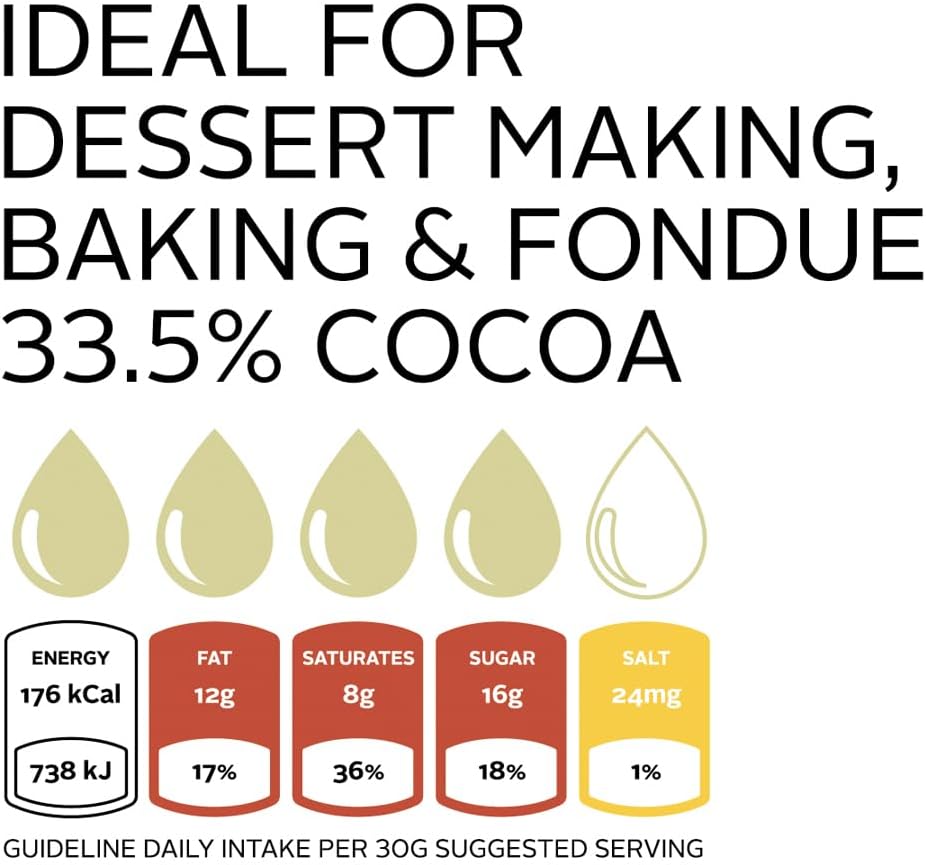 Sephra Belgian WHITE Fondue Chocolate - Fountain Ready Imported Belgian Chocolate for Melting - Organic Baking Chocolate - White Couverture Chocolate HALAL, Vegan & Gluten Free, 2lbs