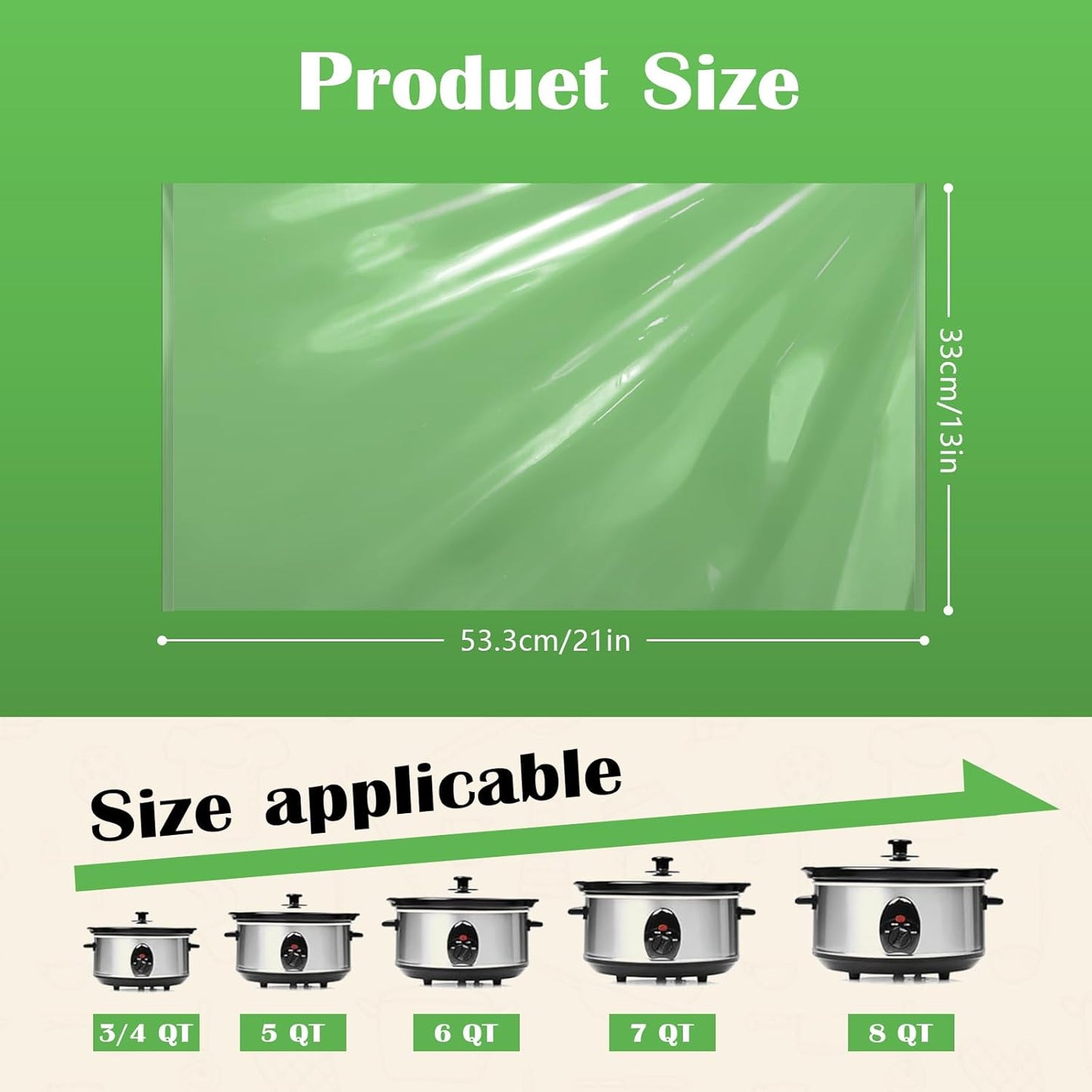 Slow Cooker Liners 3-8 Quarts Disposable Pot Liners 13"x21" Mess-Free Cooking & BPA Free Cooking Bags Suitable for Oval & Round Pots High-Temperature Resistant Liners(40 Liners)