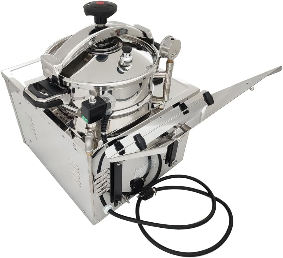 110V 16L Commercial High Pressure Fried Chicken Stove 2.4KW Electric Countertop Pressure Fryer Stainless Steel Kitchen Frying Machine for Snack Bar Restaurant